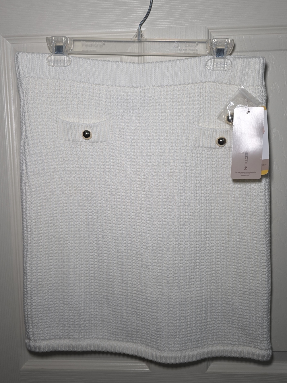 White Knit Pocket-Accent Women's Skirt